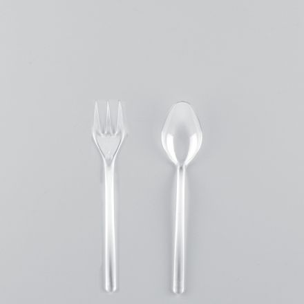 Set 50 mini transparent finger food cutlery