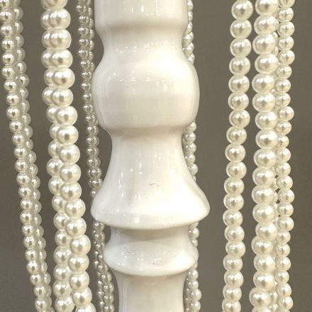White Metal Candelabra with beads