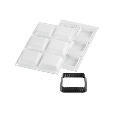 Set 6 Tarte Ring quadro 80x80 mm and silicone mould 67x67 mm