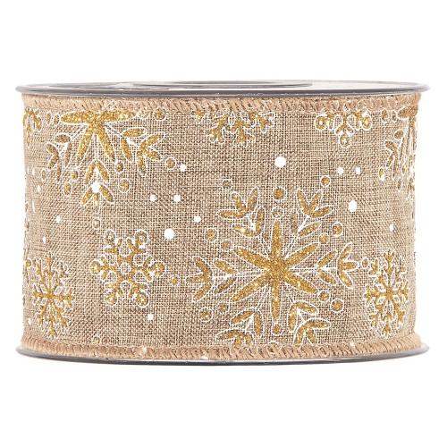 Ribbon with gold snowflakes