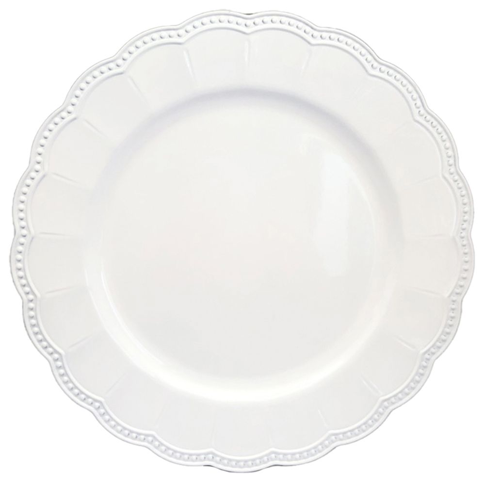White scalloped plate