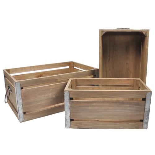 Set of 3 wooden crates