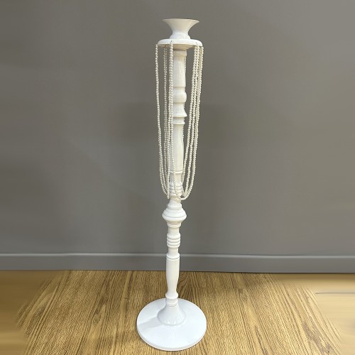 White Metal Candelabra with beads