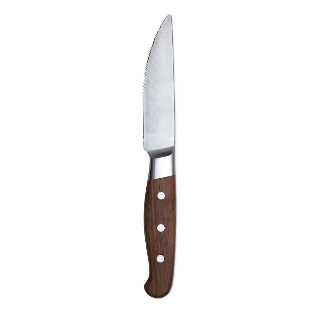 Steak knife steel and natural wood  