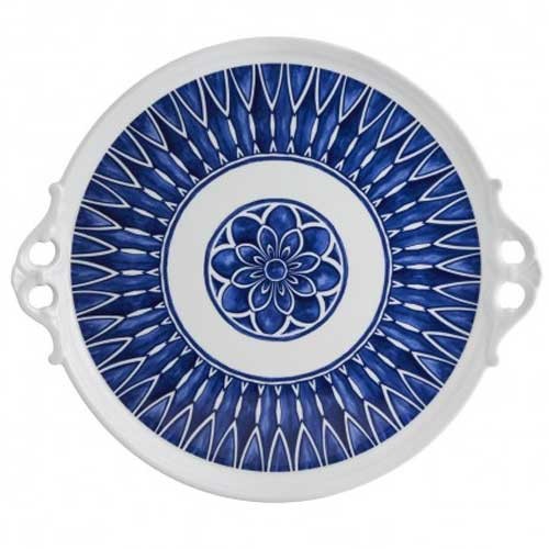 Round plate cm.40 with handles Azure