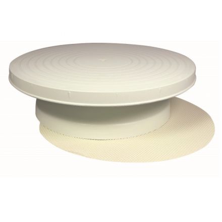 Round plastic rotating cake plate with non-slip mat
