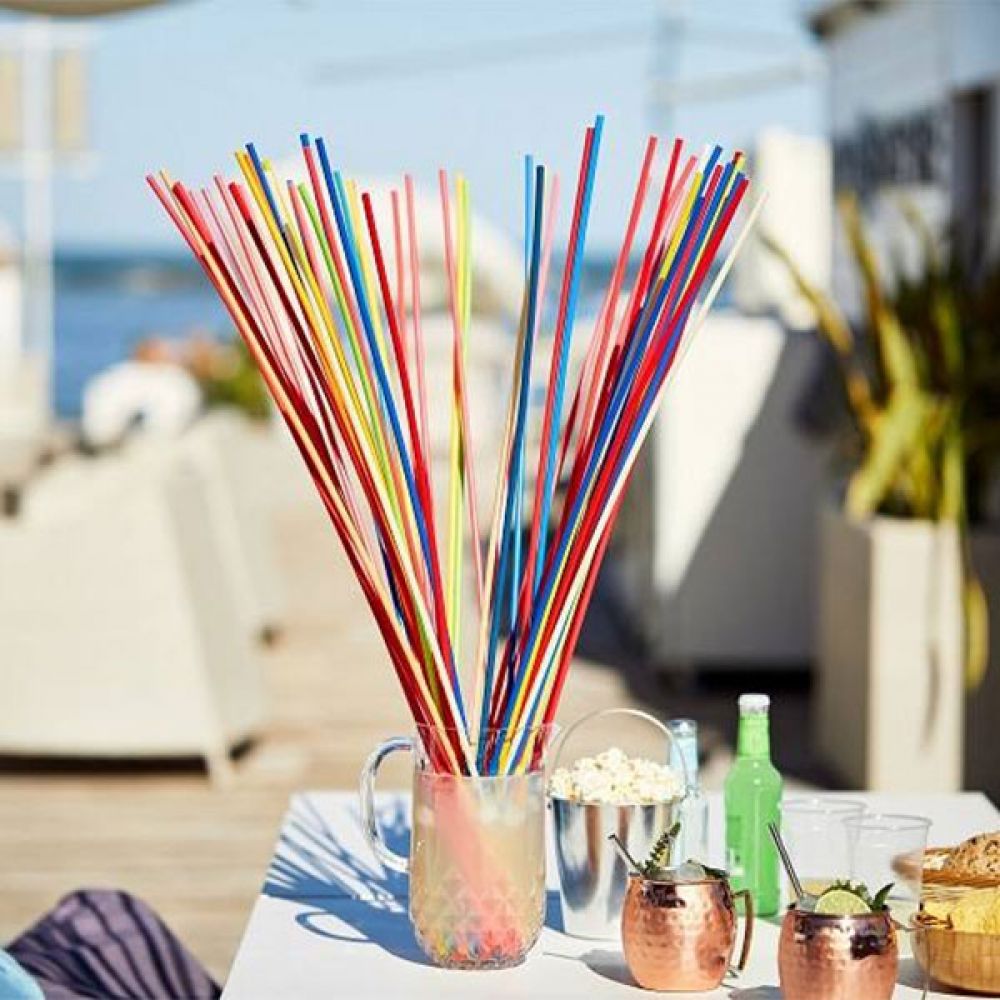 Set 250 colored straws 75 cm biodegradable