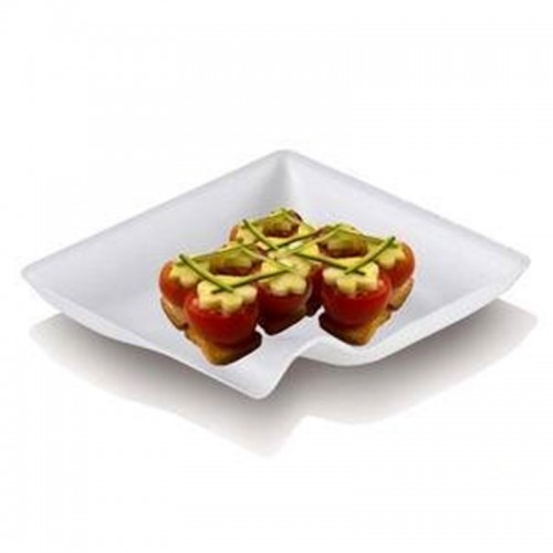 Set 50 finger food square plates biodegradable