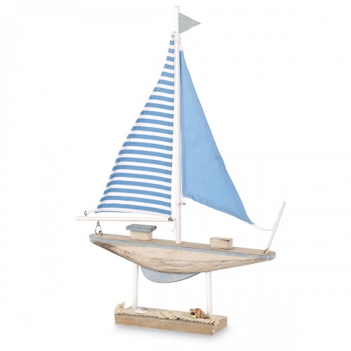 Wooden boat with fabric sails